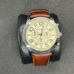Mens Michael Kors Watch with Brown Leather Band